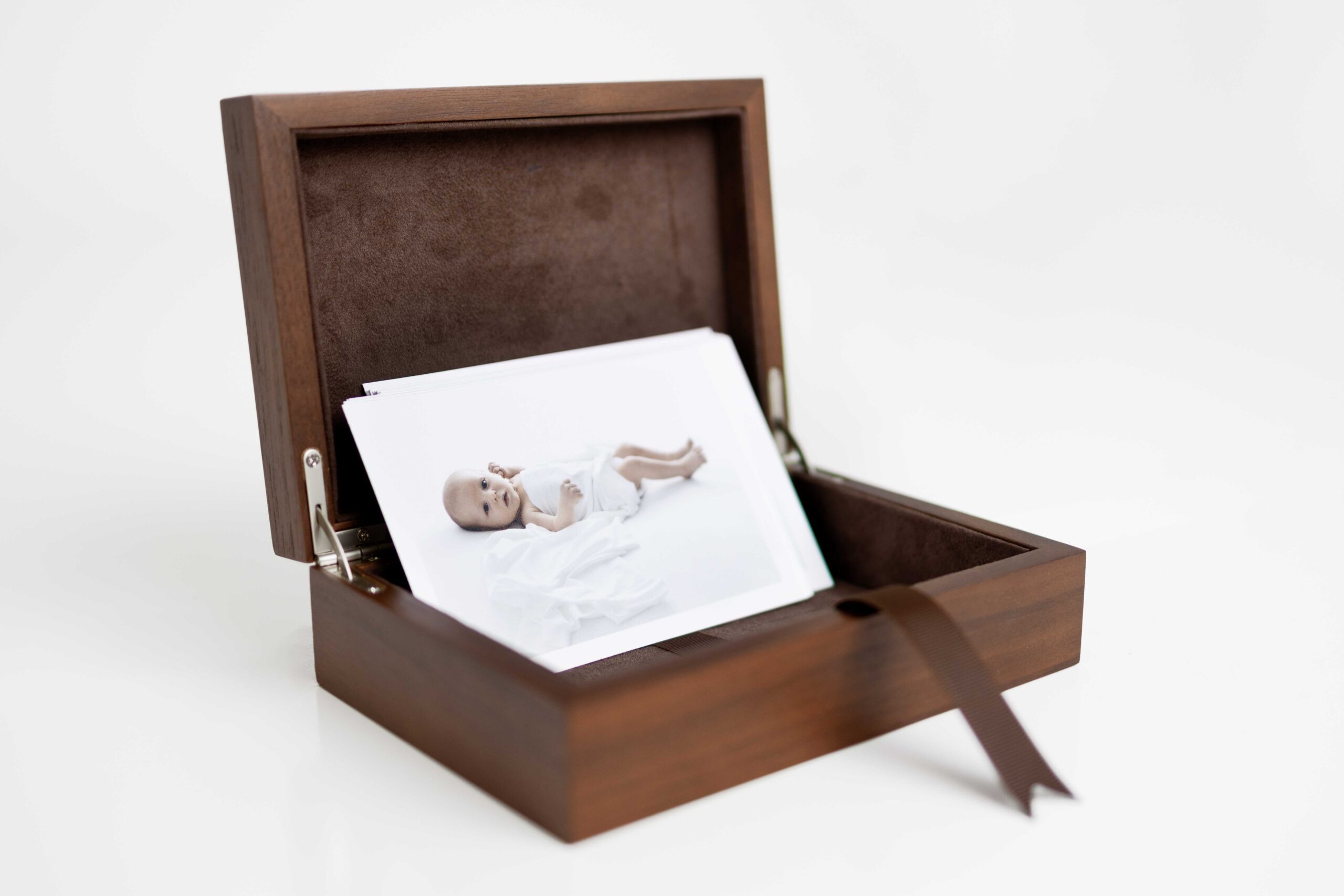 wood box with newborn pictures for Flower Mound Newborn Digital images