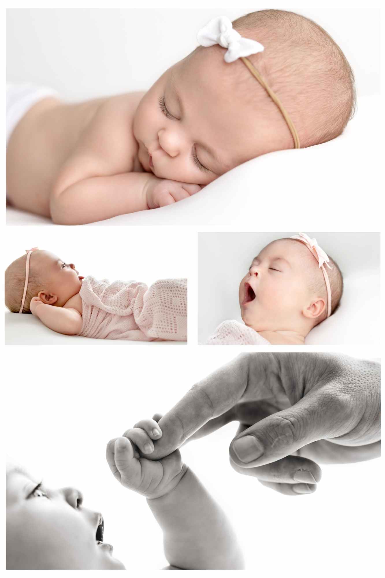 Collage of newborn baby girl sleeping